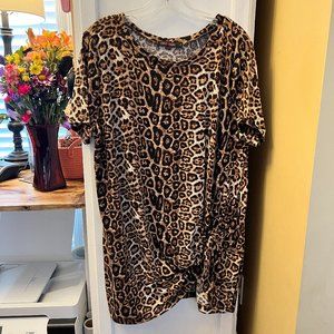Crazy Train Leopard Knot Top Size Large